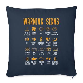 Drôles de panneaux d’avertissement de mécanicien automobile - Housse de coussin décorative 45 x 45 cm - bleu marine - Devant