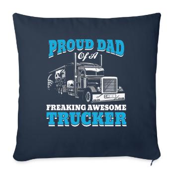 Camionneur Papa Camionneur Camionneur Chauffeur Père - Housse de coussin décorative 45 x 45 cm - bleu marine - Devant