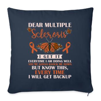 Conscience de la sclérose en plaques, SEP - Housse de coussin décorative 45 x 45 cm - bleu marine - Devant