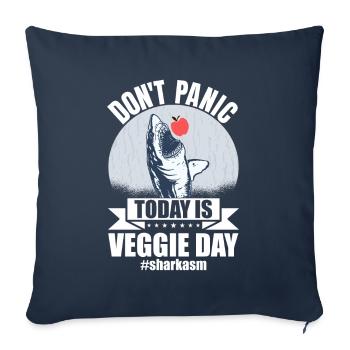 Sarkastischer Hai Veggie Day Spruch Sharkasm - Sofakissenbezug 45 x 45 cm - Navy - Vorne