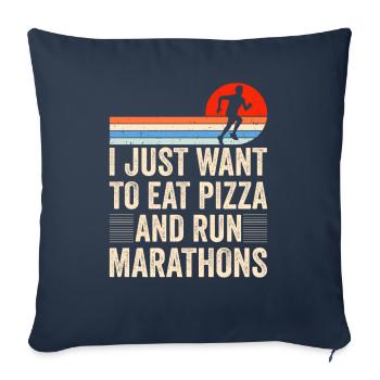 Pizza Und Marathon Läufer Laufen - Sofakissenbezug 45 x 45 cm - Navy - Vorne