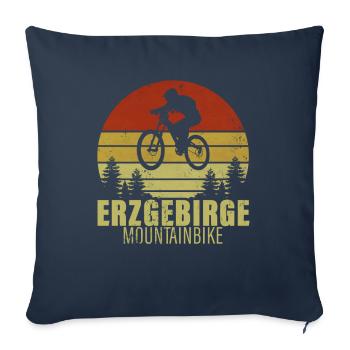 Erzgebirge Mountainbike Fahrrad fahren in Sachsen - Sofakissenbezug 45 x 45 cm - Navy - Vorne