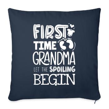 Grand-mère pour la première fois - Housse de coussin décorative 45 x 45 cm - bleu marine - Devant