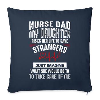 Cadeau d’infirmière Papa - Housse de coussin décorative 45 x 45 cm - bleu marine - Devant