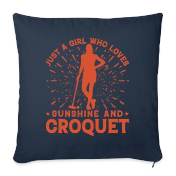Juste une fille qui aime le soleil et le croquet - Housse de coussin décorative 45 x 45 cm - bleu marine - Devant