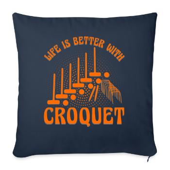 La vie est meilleure avec Croquet - Housse de coussin décorative 45 x 45 cm - bleu marine - Devant