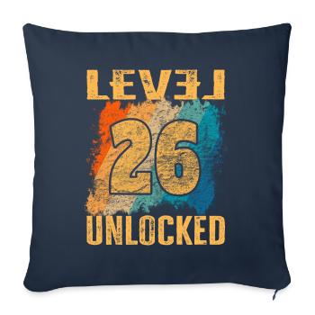 Birthday Gift Level Unlocked 26 years - Sofa pillowcase 17,3'' x 17,3'' (45 x 45 cm) - navy - Front