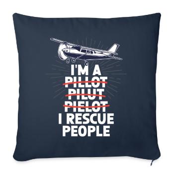 Erreur de pilote pour un pilote de recherche et de sauvetage - Housse de coussin décorative 45 x 45 cm - bleu marine - Devant