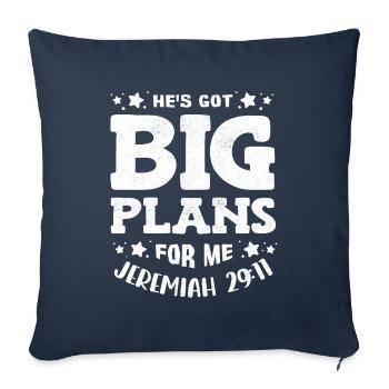 Il a de grands projets pour moi, Jérémie 29:11 Psaume - Housse de coussin décorative 45 x 45 cm - bleu marine - Devant