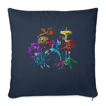 Batterie, batteur - Housse de coussin décorative 45 x 45 cm - bleu marine - Devant