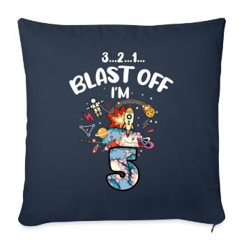 Blast Off J’ai 5 ans, 5ème anniversaire - Housse de coussin décorative 45 x 45 cm - bleu marine - Devant