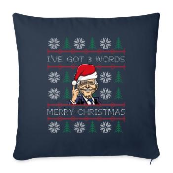 Biden J’ai 3 mots Joyeux Noël - Housse de coussin décorative 45 x 45 cm - bleu marine - Devant