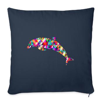 Mosaïque de dauphins colorée - Housse de coussin décorative 45 x 45 cm - bleu marine - Devant