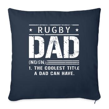 Joueur de rugby Papa le plus cool - Housse de coussin décorative 45 x 45 cm - bleu marine - Devant