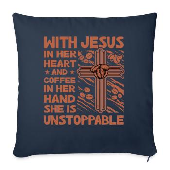 Christianity Jesus Coffee Funny saying - Sofa pillowcase 17,3'' x 17,3'' (45 x 45 cm) - navy - Front