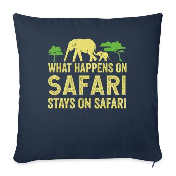 Que se passe-t-il sur Safari reste sur Safari Africa - Housse de coussin décorative 45 x 45 cm - bleu marine - Devant
