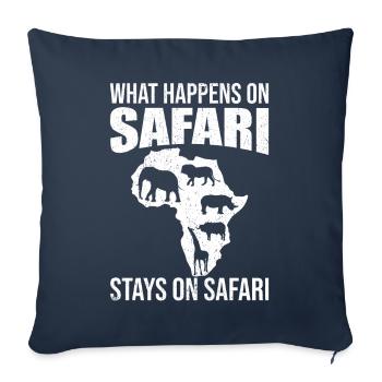 Que se passe-t-il sur Safari reste sur Safari Africa - Housse de coussin décorative 45 x 45 cm - bleu marine - Devant