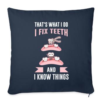 Dentiste, parodontiste - Housse de coussin décorative 45 x 45 cm - bleu marine - Devant