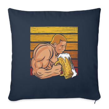 Musculation - Poids lourds et shakes protéinés - Housse de coussin décorative 45 x 45 cm - bleu marine - Devant
