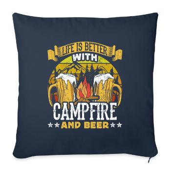 Bushcraft - Life is better with Campfire and Beer - Sofakissenbezug 45 x 45 cm - Navy - Vorne