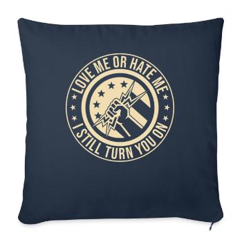Drôle d’électricien haute tension disant électricité - Housse de coussin décorative 45 x 45 cm - bleu marine - Devant