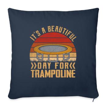 C’est une belle journée pour Trampoline - Housse de coussin décorative 45 x 45 cm - bleu marine - Devant