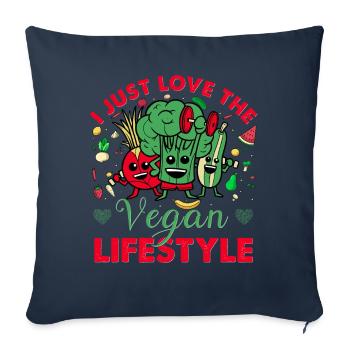 J’adore le style de vie végétalien - Housse de coussin décorative 45 x 45 cm - bleu marine - Devant