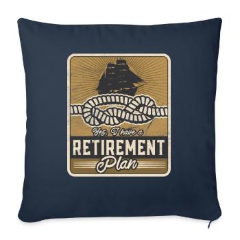 Régime de retraite de voile Voilier marin à la retraite - Housse de coussin décorative 45 x 45 cm - bleu marine - Devant