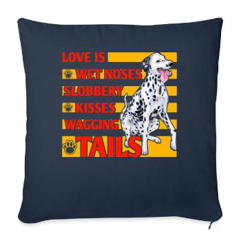 L’amour est mouillé nez baveux baisers remuant les queues - Housse de coussin décorative 45 x 45 cm - bleu marine - Devant