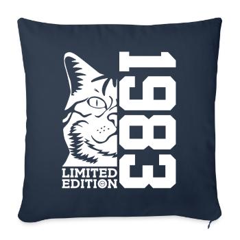 ÉDITION LIMITÉE 1983 ANNIVERSAIRE DU CHAT - Housse de coussin décorative 45 x 45 cm - bleu marine - Devant