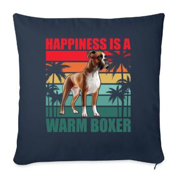 Le bonheur est un boxeur chaleureux - Housse de coussin décorative 45 x 45 cm - bleu marine - Devant