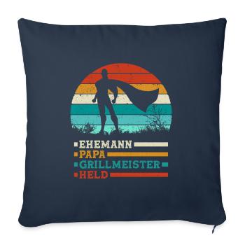 Bester Ehemann Papa Grillmeister Held - Sofakissenbezug 45 x 45 cm - Navy - Vorne