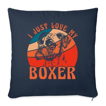 J’adore mon Boxer - Housse de coussin décorative 45 x 45 cm - bleu marine - Devant