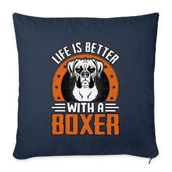 La vie est meilleure avec un boxeur - Housse de coussin décorative 45 x 45 cm - bleu marine - Devant
