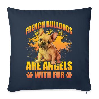 French Bulldogs are Angels with fur - Sofa pillowcase 17,3'' x 17,3'' (45 x 45 cm) - navy - Front