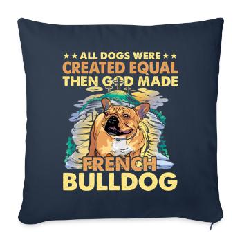 Langage drôle de bouledogue français - Housse de coussin décorative 45 x 45 cm - bleu marine - Devant