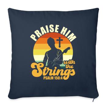 Praise him with the strings of Christian church music - Sofa pillowcase 17,3'' x 17,3'' (45 x 45 cm) - navy - Front