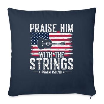 Praise him with the strings of Christian church music - Sofa pillowcase 17,3'' x 17,3'' (45 x 45 cm) - navy - Front