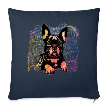 French Bulldog - Sofa pillowcase 17,3'' x 17,3'' (45 x 45 cm) - navy - Front