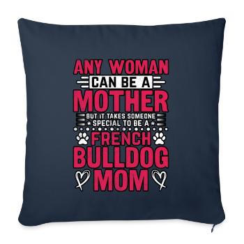Maman bouledogue française - Housse de coussin décorative 45 x 45 cm - bleu marine - Devant