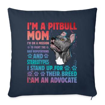 Pitbull drôle de dicton - Housse de coussin décorative 45 x 45 cm - bleu marine - Devant