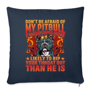 Pitbull drôle de dicton - Housse de coussin décorative 45 x 45 cm - bleu marine - Devant