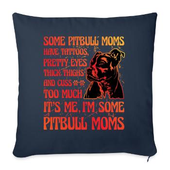 Pitbull Maman drôle de dicton - Housse de coussin décorative 45 x 45 cm - bleu marine - Devant