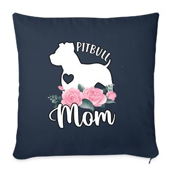Maman Pitbull - Housse de coussin décorative 45 x 45 cm - bleu marine - Devant