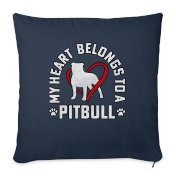 Mon cœur appartient à un pitbull - Housse de coussin décorative 45 x 45 cm - bleu marine - Devant