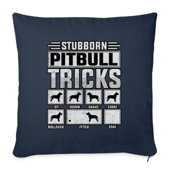 Astuces de pitbull tenaces - Housse de coussin décorative 45 x 45 cm - bleu marine - Devant