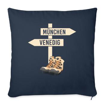 Traversée des Alpes Munich Sentier de randonnée longue distance de Venise - Housse de coussin décorative 45 x 45 cm - bleu marine - Devant