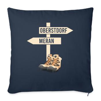Traversée des Alpes Sentier de randonnée longue distance Oberstdorf Merano E5 - Housse de coussin décorative 45 x 45 cm - bleu marine - Devant