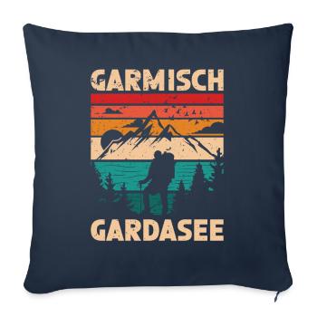 Traversée des Alpes Lac Garmisch de Garde - Housse de coussin décorative 45 x 45 cm - bleu marine - Devant