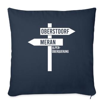 Traversée des Alpes Sentier de randonnée longue distance Oberstdorf Merano E5 - Housse de coussin décorative 45 x 45 cm - bleu marine - Devant